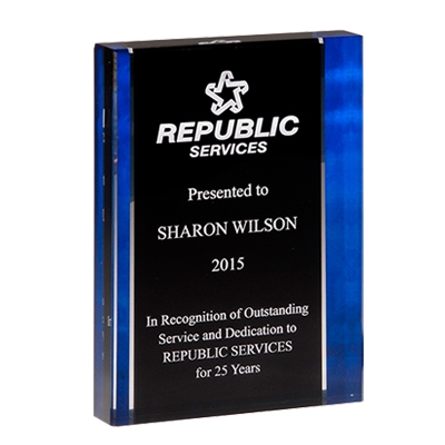 Premium Standing Acrylic Award with Blue Side Border image